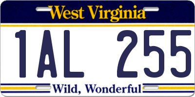 WV license plate 1AL255