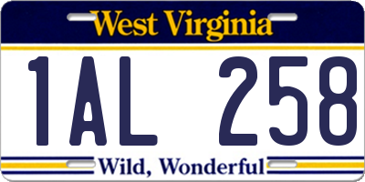 WV license plate 1AL258