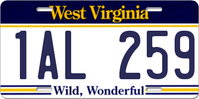 WV license plate 1AL259