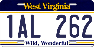 WV license plate 1AL262