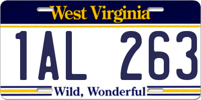 WV license plate 1AL263