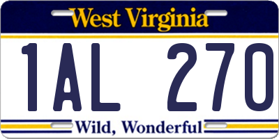 WV license plate 1AL270