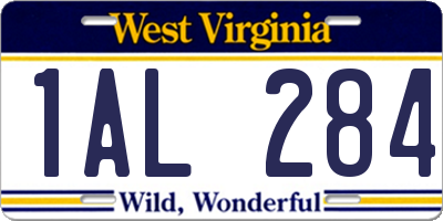 WV license plate 1AL284