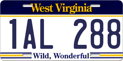 WV license plate 1AL288