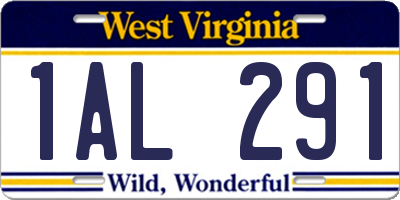 WV license plate 1AL291