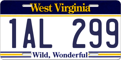 WV license plate 1AL299