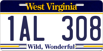 WV license plate 1AL308