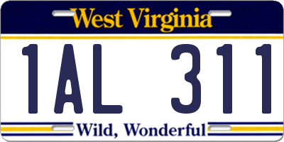 WV license plate 1AL311