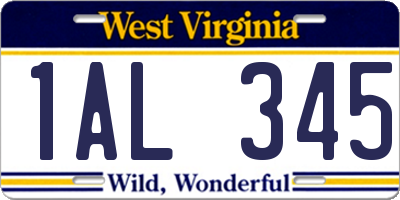 WV license plate 1AL345