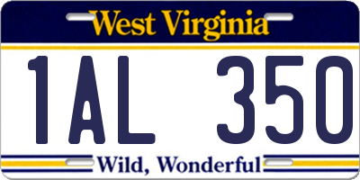 WV license plate 1AL350