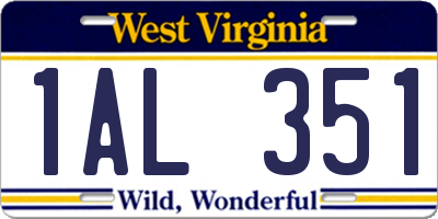 WV license plate 1AL351