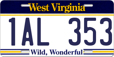 WV license plate 1AL353