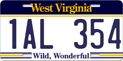 WV license plate 1AL354