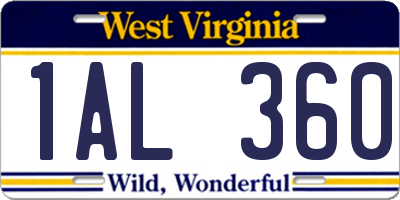 WV license plate 1AL360