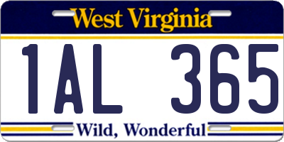 WV license plate 1AL365