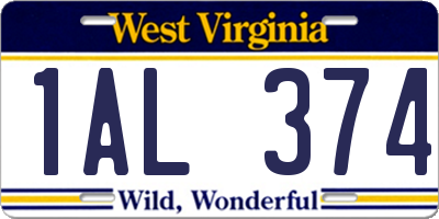 WV license plate 1AL374