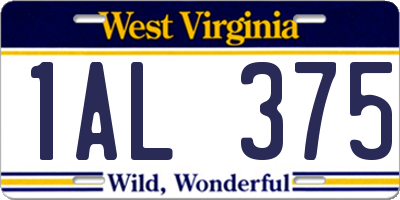 WV license plate 1AL375