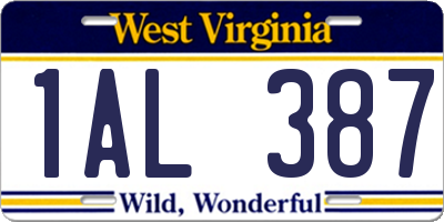 WV license plate 1AL387