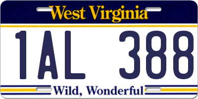 WV license plate 1AL388