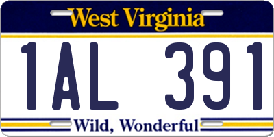 WV license plate 1AL391