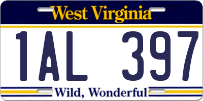 WV license plate 1AL397