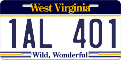WV license plate 1AL401
