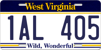 WV license plate 1AL405