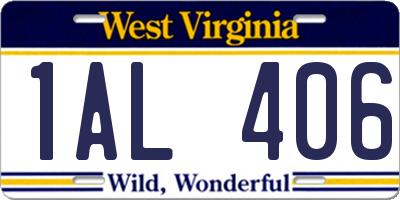 WV license plate 1AL406