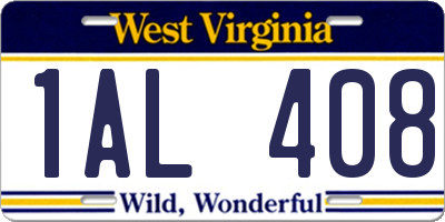 WV license plate 1AL408