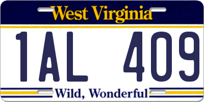 WV license plate 1AL409