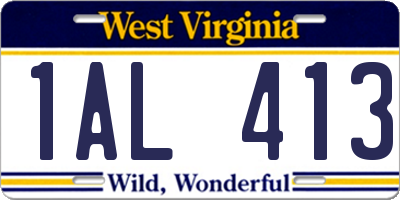 WV license plate 1AL413