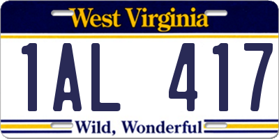 WV license plate 1AL417