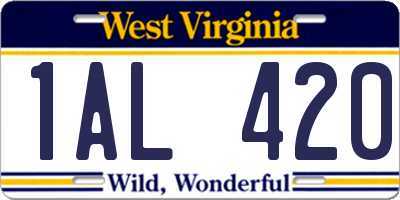 WV license plate 1AL420