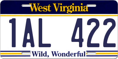 WV license plate 1AL422