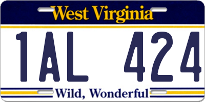 WV license plate 1AL424