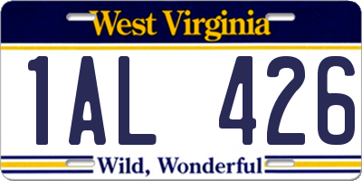 WV license plate 1AL426