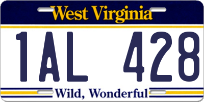 WV license plate 1AL428