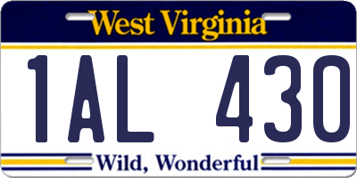 WV license plate 1AL430