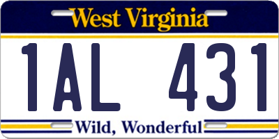 WV license plate 1AL431