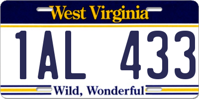 WV license plate 1AL433
