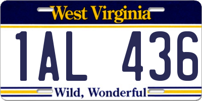 WV license plate 1AL436