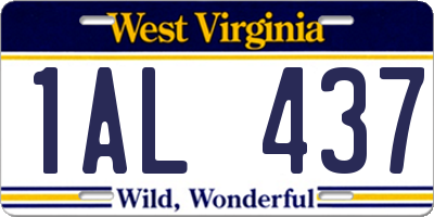 WV license plate 1AL437