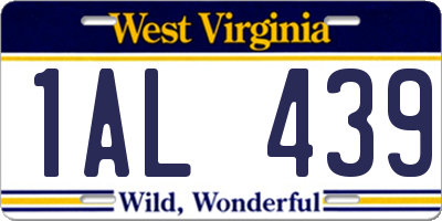 WV license plate 1AL439