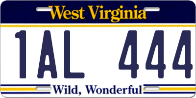 WV license plate 1AL444