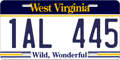 WV license plate 1AL445