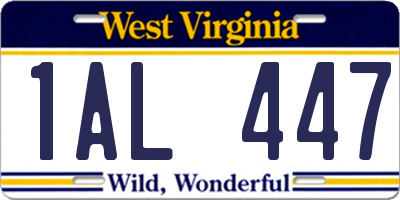 WV license plate 1AL447