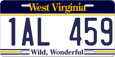 WV license plate 1AL459