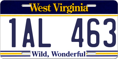 WV license plate 1AL463
