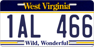 WV license plate 1AL466