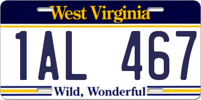 WV license plate 1AL467